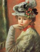 Pierre Renoir Young Girl in a White Hat Spain oil painting artist